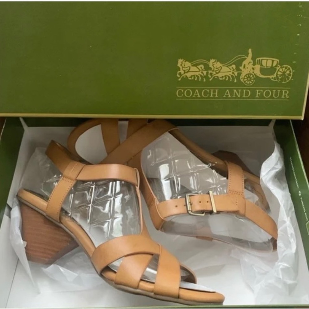 Coach and Four Leather Sandals with heels. *New In Box* - Picture 5 of 5